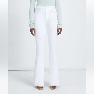 High rise white boot cut jeans